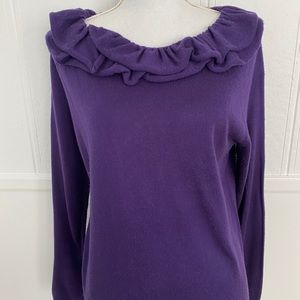 Purple sweater cardigan purple ruffle acrylic L